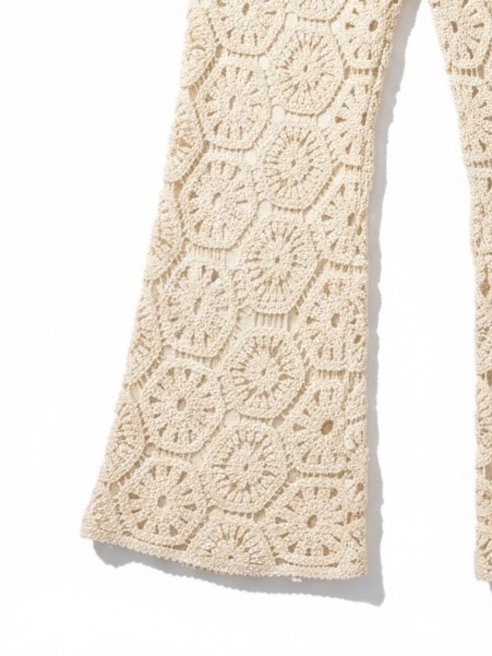 Lucky & Blessed Beige Crochet Lined Boot Cut Pull On Pants Side Zipper Large - Picture 4 of 10